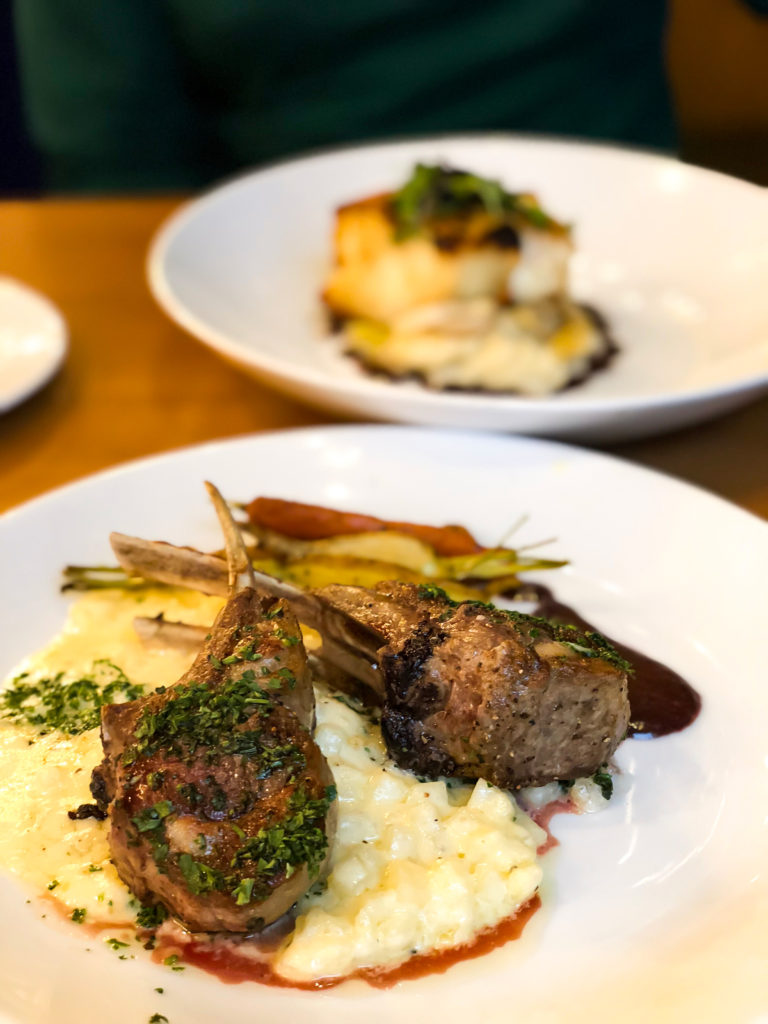 Rack of lamb with a potato parmesan risotto