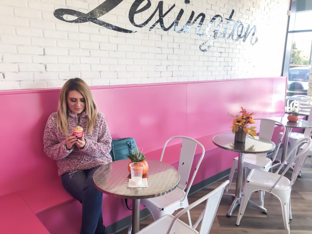 NoBaked Cookie Dough is a Nashville-based raw cookie dough shop that opened in Lexington, Kentucky back in the middle of October. Once you walk inside, it's like an Instagram dream. It's very colorful - everything is pink! #dessert #sweets #cookiedough #kentucky #lexington #lexingtonkentucky #travel #shoplocal #taste #food