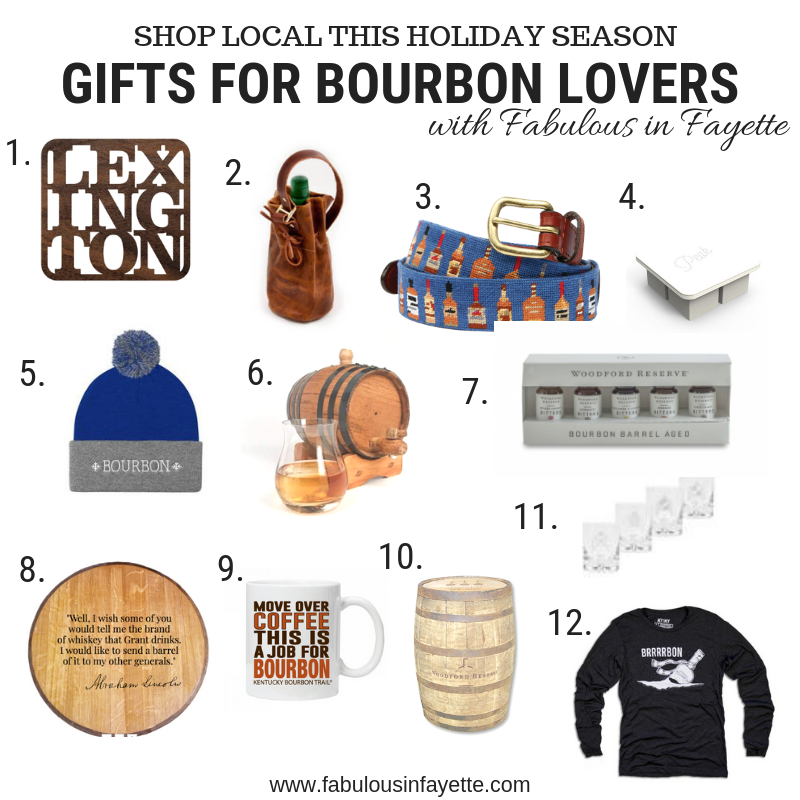 With Christmas less than two weeks away, I know I can't be possibly the only one that hasn't finished their Christmas shopping! These gift guides are for the last minute shoppers like me. Since Kentucky is the land of bourbon (95% of the world's bourbon is made here!), I obviously had to dedicate a whole entire gift guide to bourbon lovers! #bourbon #giftguide #christmas #kentucky #lexingtonkentucky #lexingtonky #bourbon #alcohol #kentuckians #whiskey #shoplocal