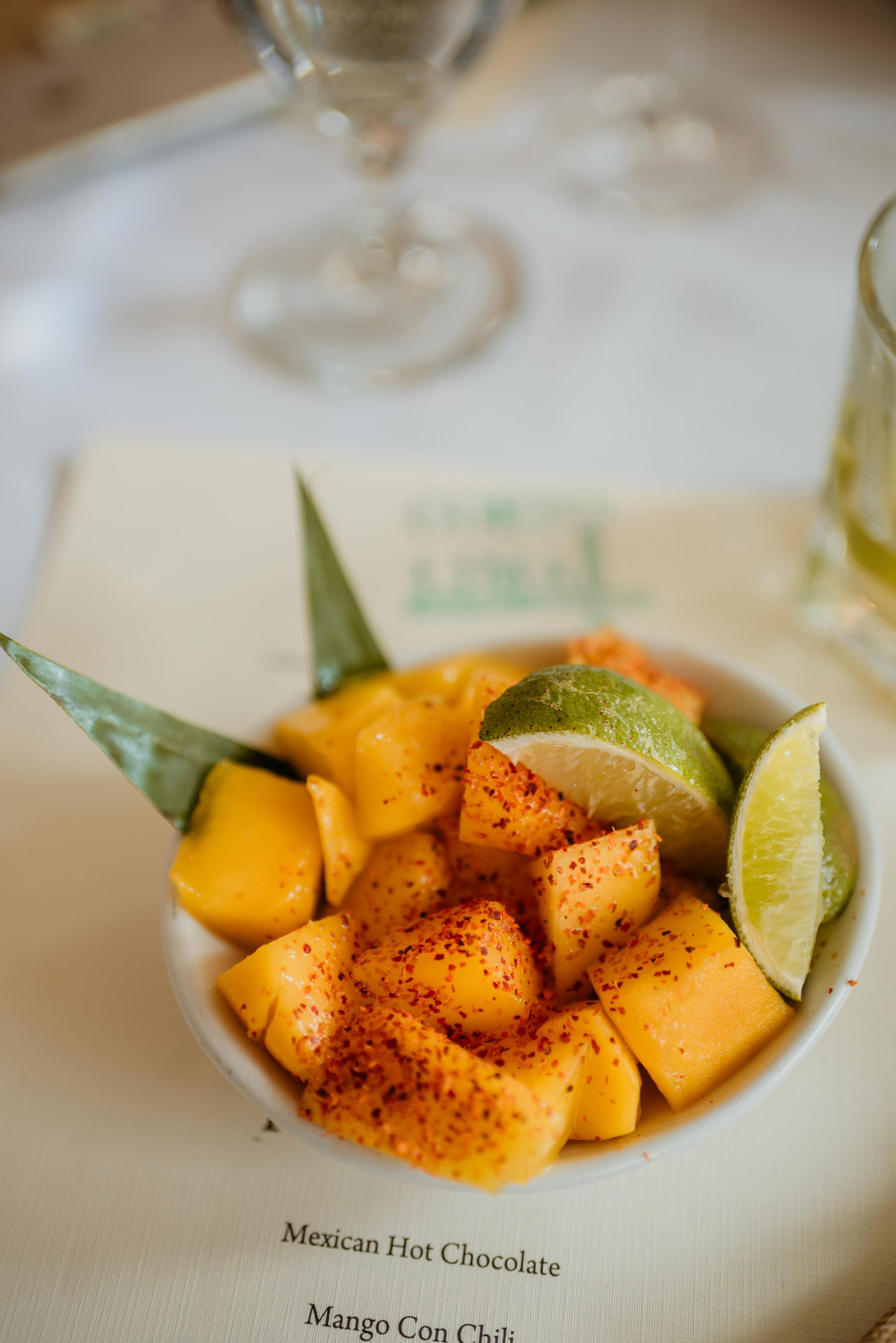 A bowl of Mango Con Chili with Lime from Corto Lima in Lexington, Kentucky