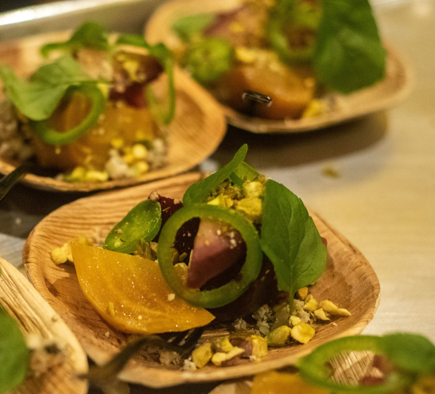 Plates of beet salad