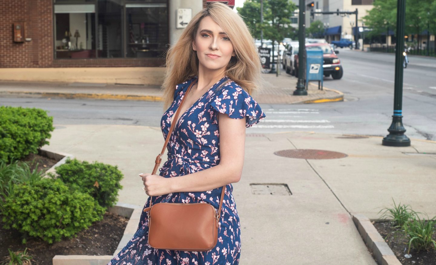 Girl in dress looking at the camera