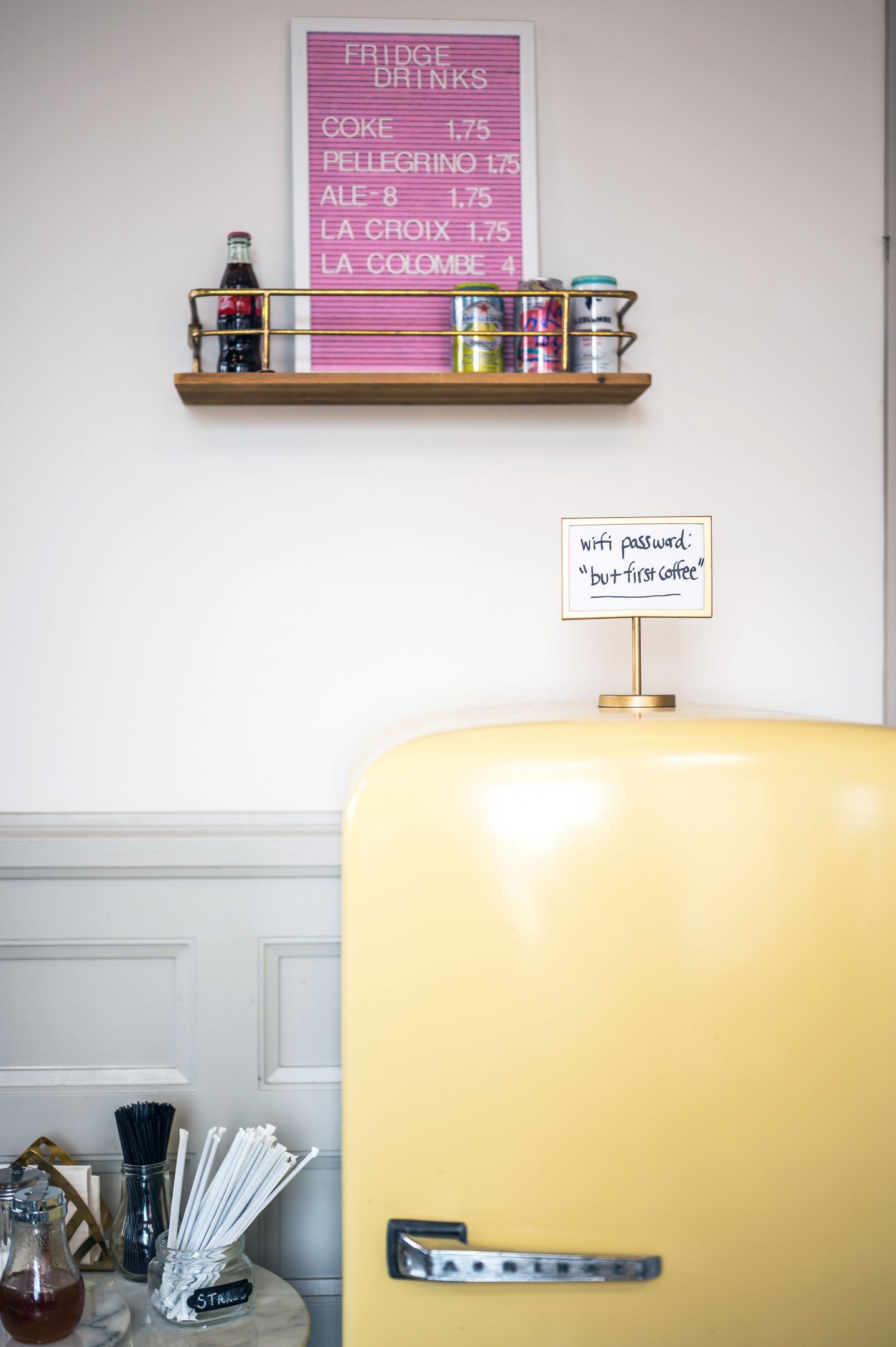 Vintage yellow refrigerator