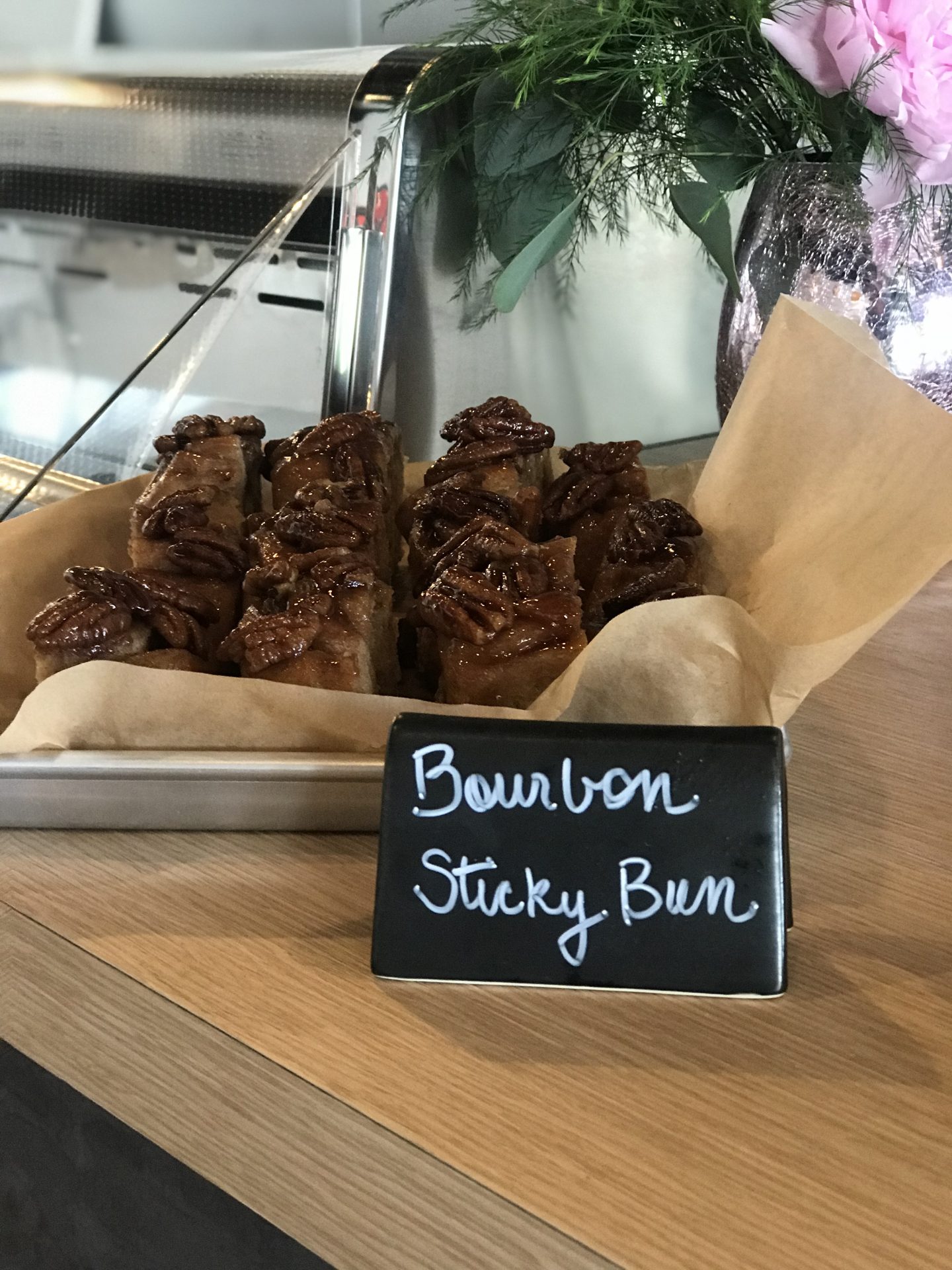 Desserts on a wooden counter