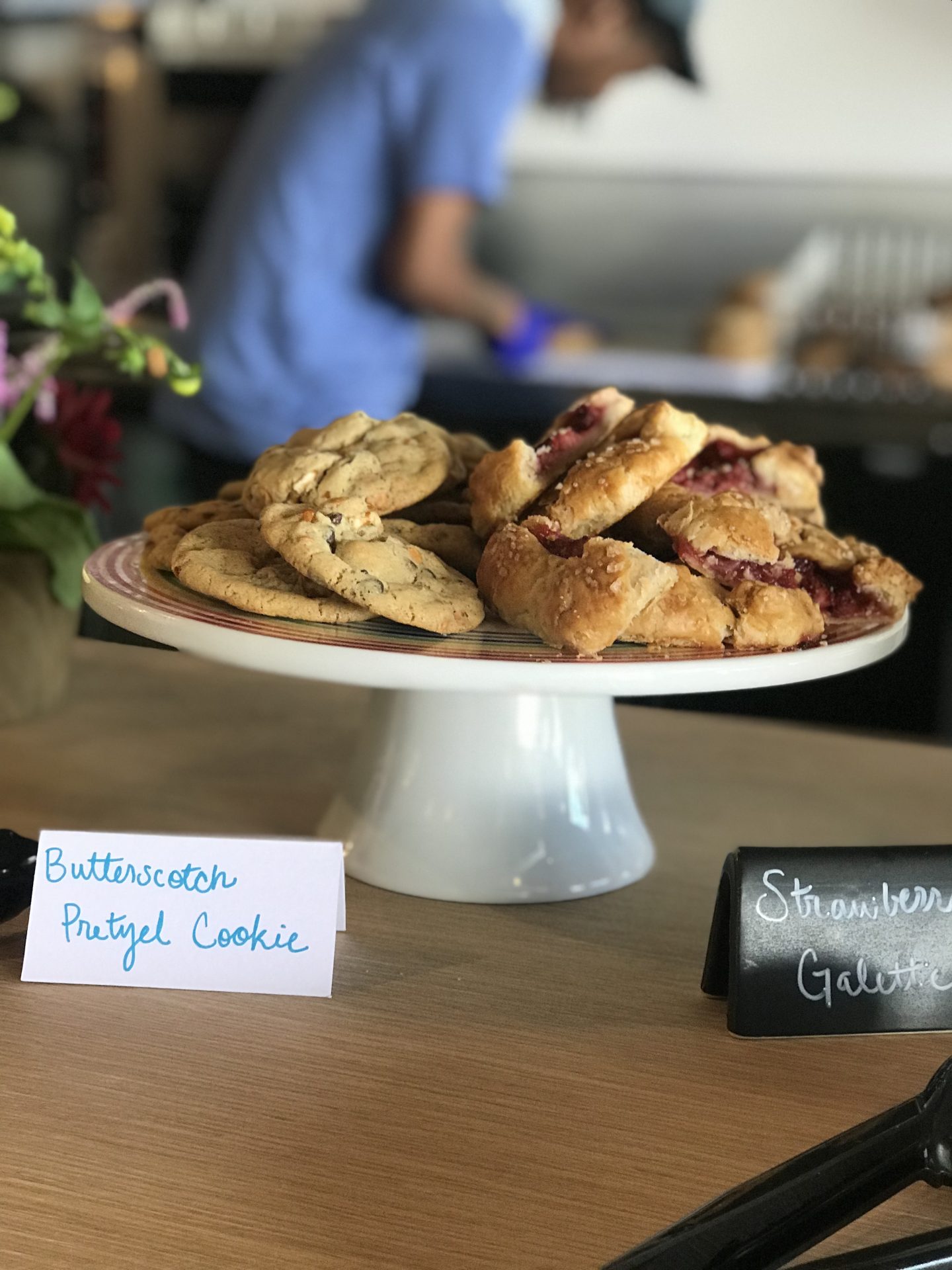 Desserts on a wooden counter