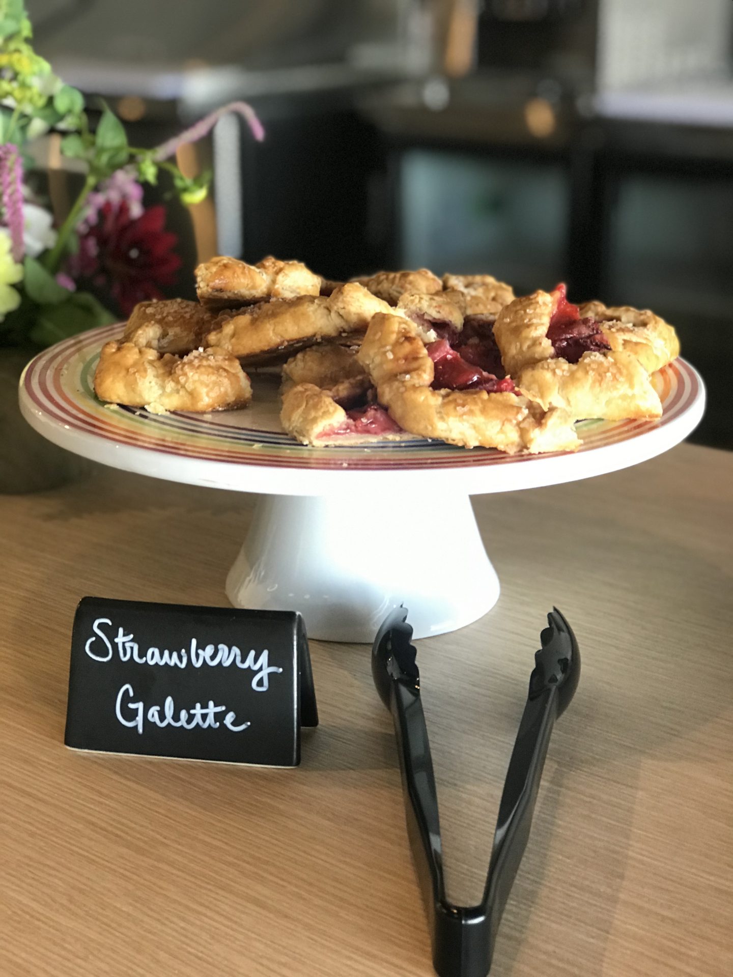 Desserts on a wooden counter