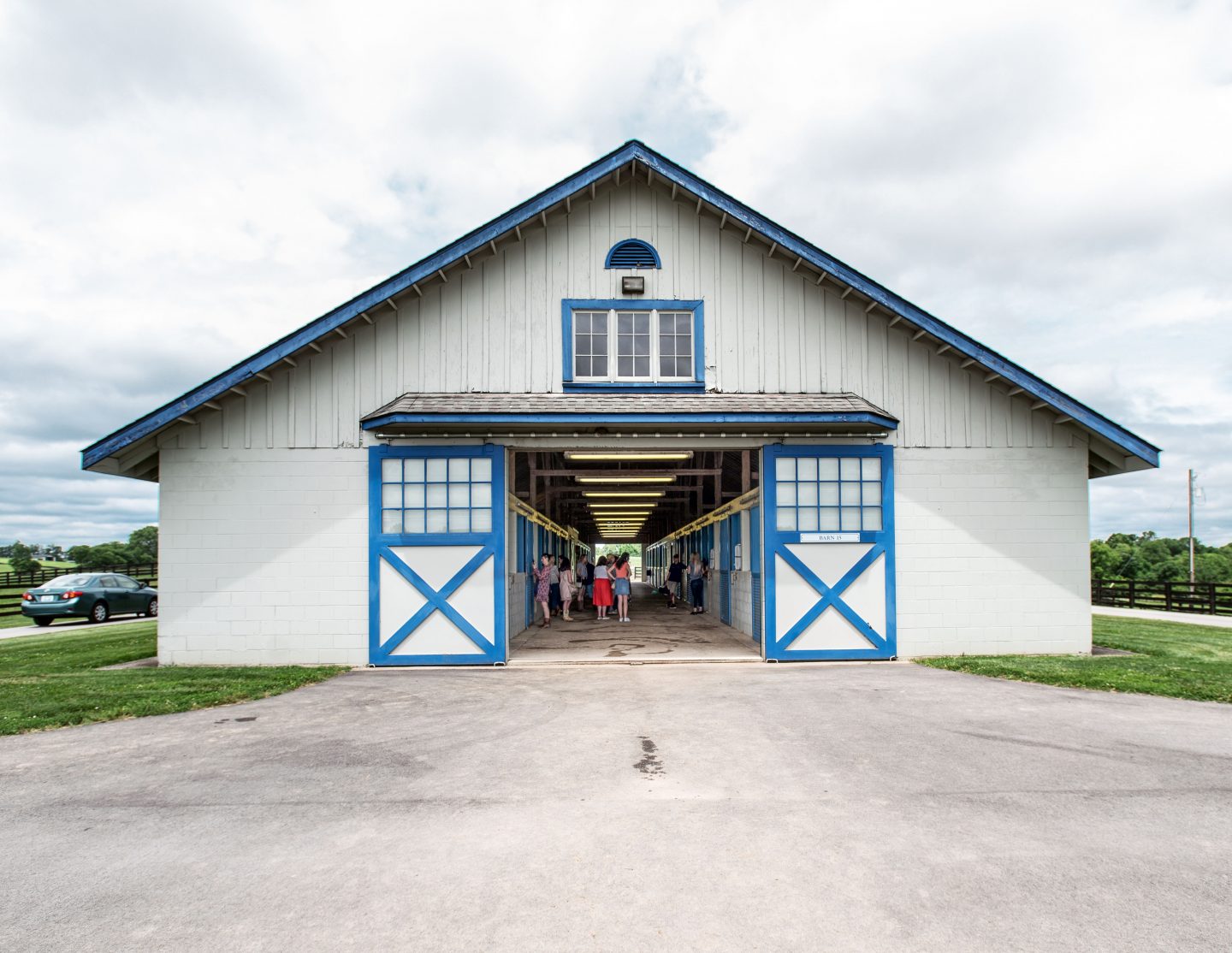 Blue and white barn in Versailles, Kentucky