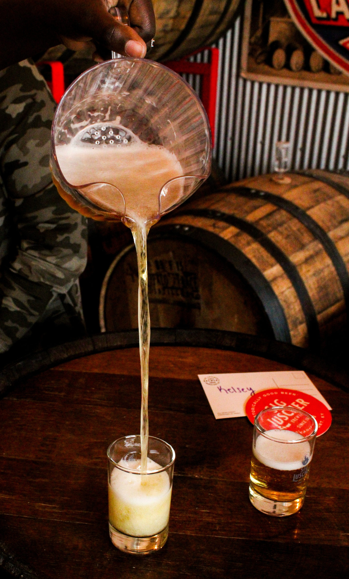 beer poured into a glass