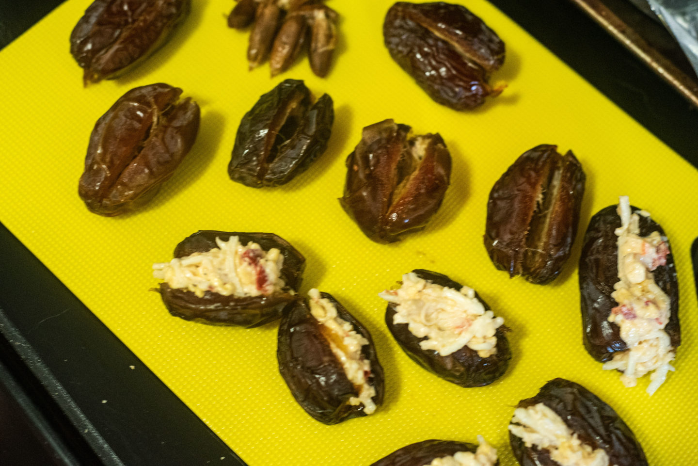 pitted dates stuffed with pimento cheese