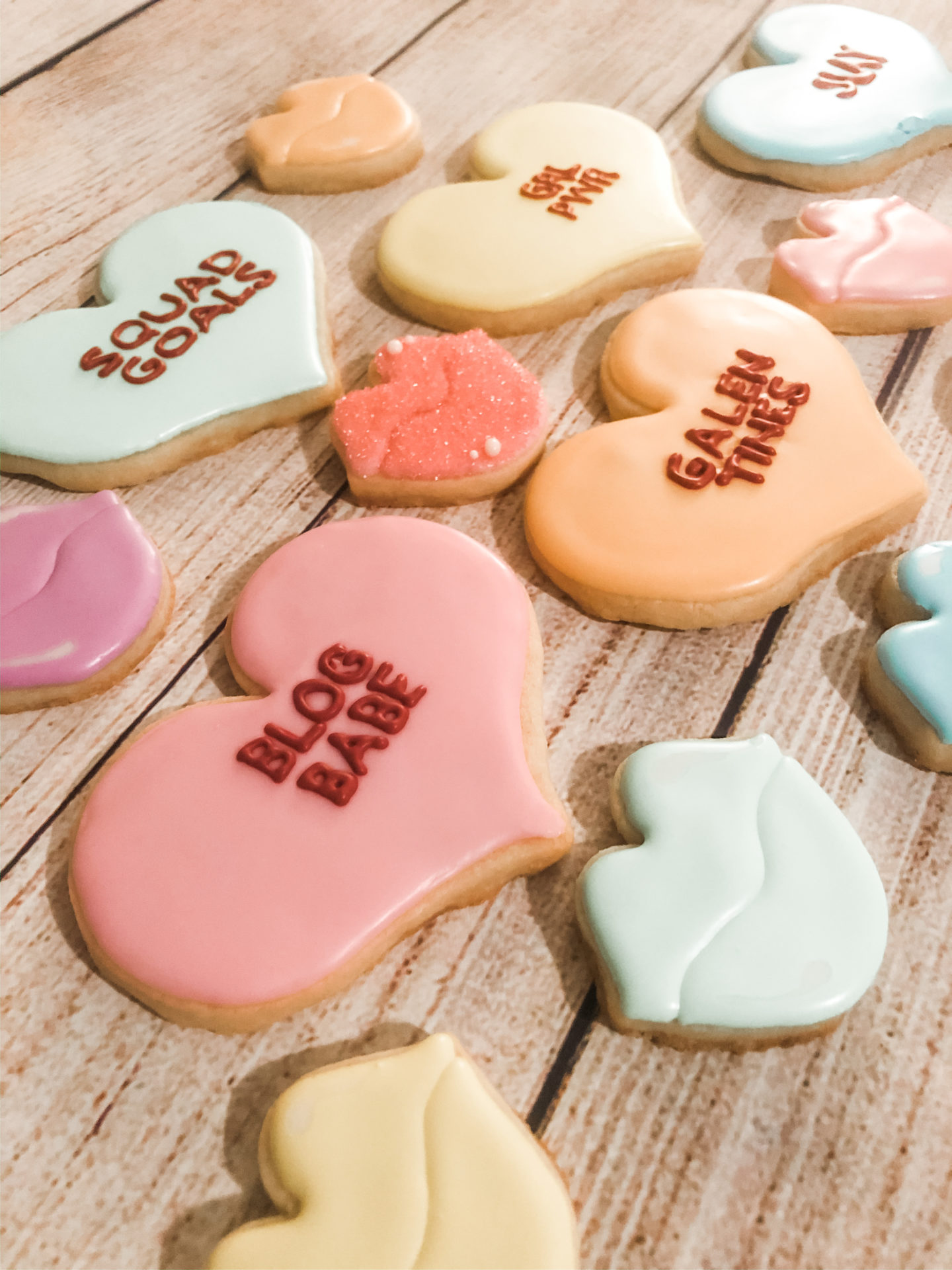 valentine's day conversation heart cookies